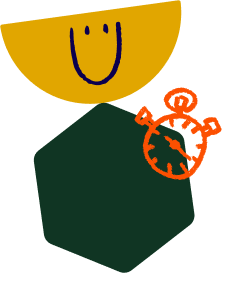 Gatheround mascot holding up a clock to emphasize the importance of synchronous time.